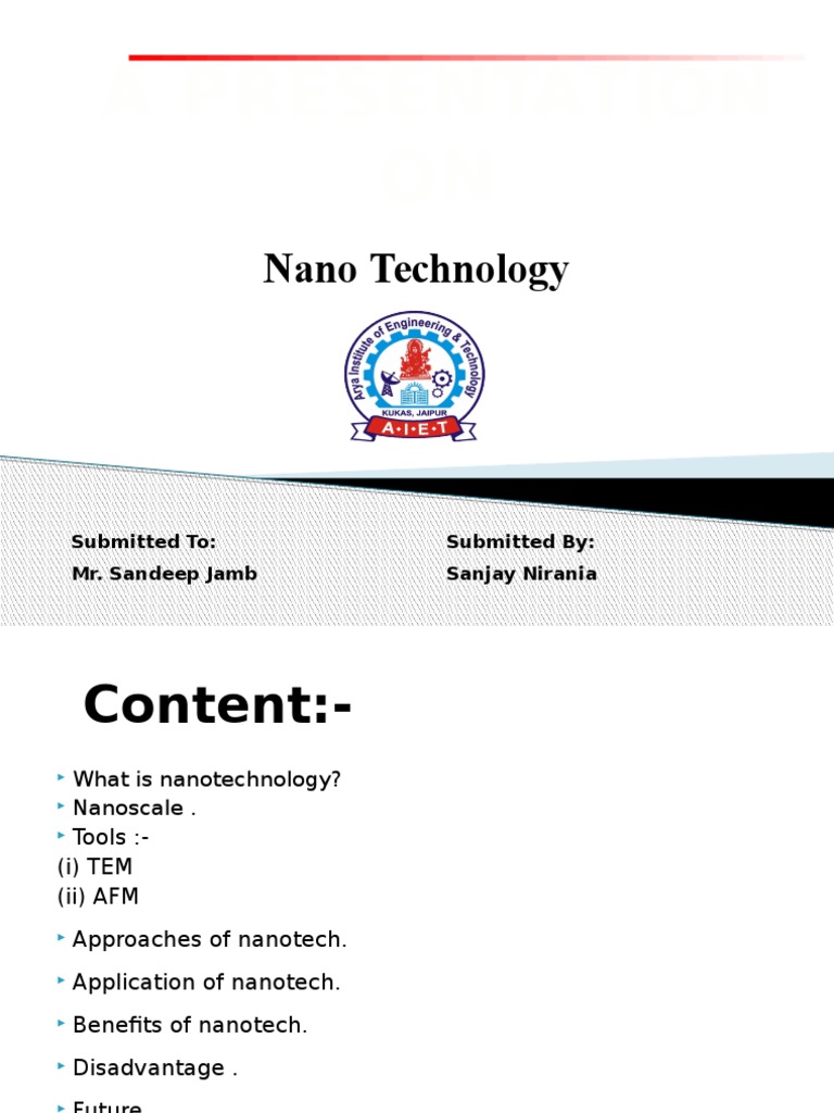 Nanotechnology: Applications and Future Insights | PDF | Nanotechnology ...
