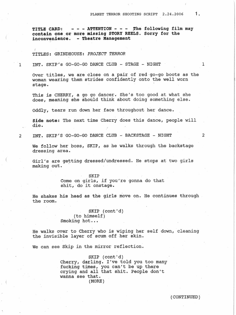 Planet Terror Script | PDF