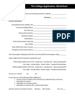 the college application worksheet