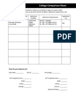 college comparison sheet