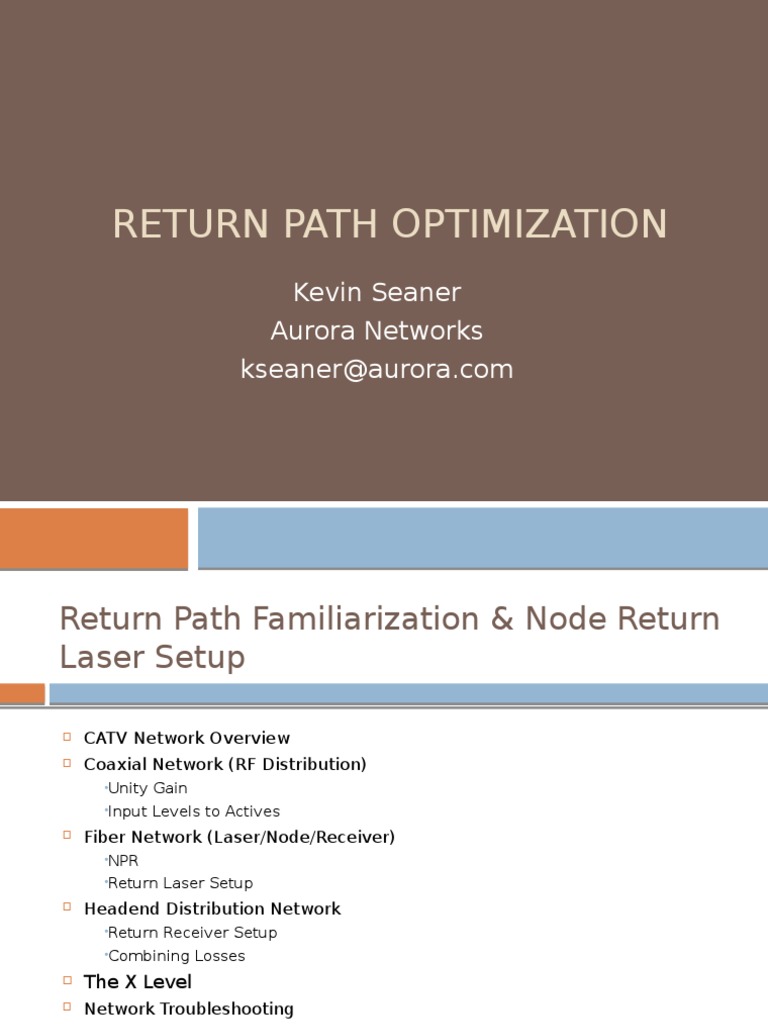 Return Path Optimization | PDF | Broadcasting | Telecommunications ...
