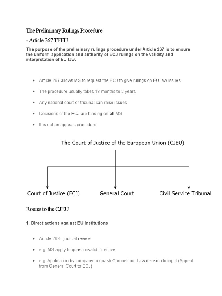 Understanding Article 267 TFEU Procedure | PDF | European Court Of ...