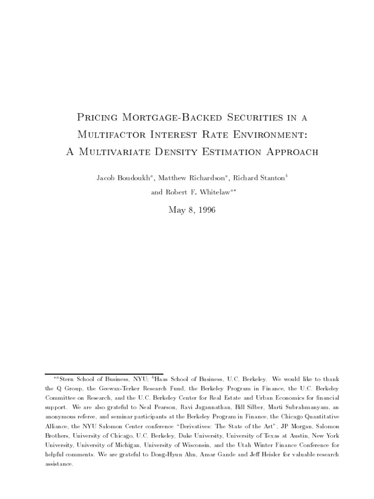 Pricing MortgageBacked Securities in A Multifactor Interest Rate