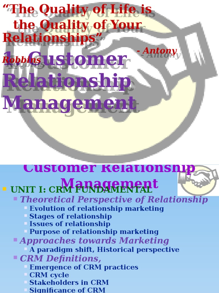 CRM Theories and Relationship Marketing | PDF | Customer Relationship ...