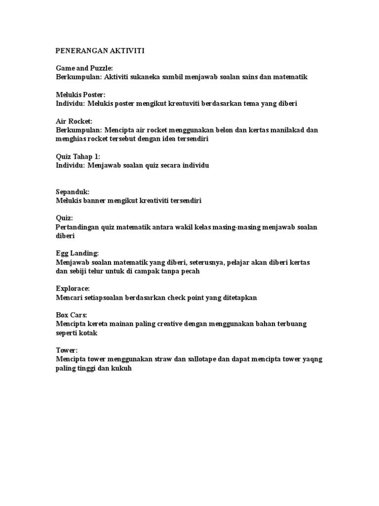 Penerangan Aktiviti Pdf
