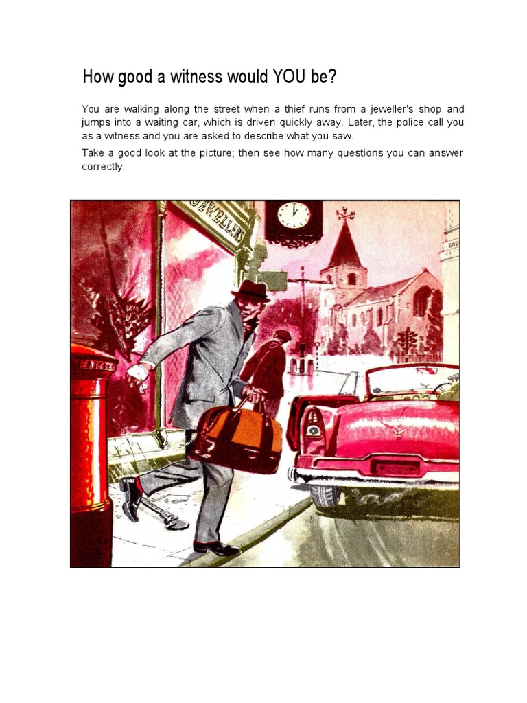 Witness Test: Crime Scene Recall Quiz | PDF