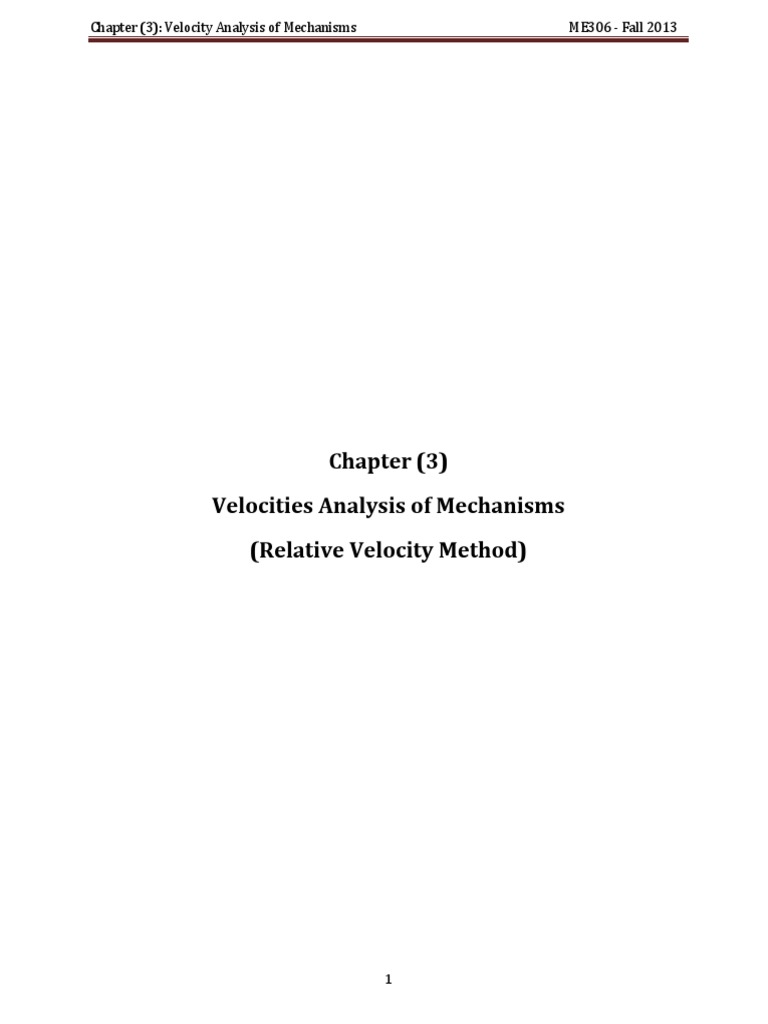 Velocity Analysis of Mechanisms Guide | PDF | Velocity | Kinematics