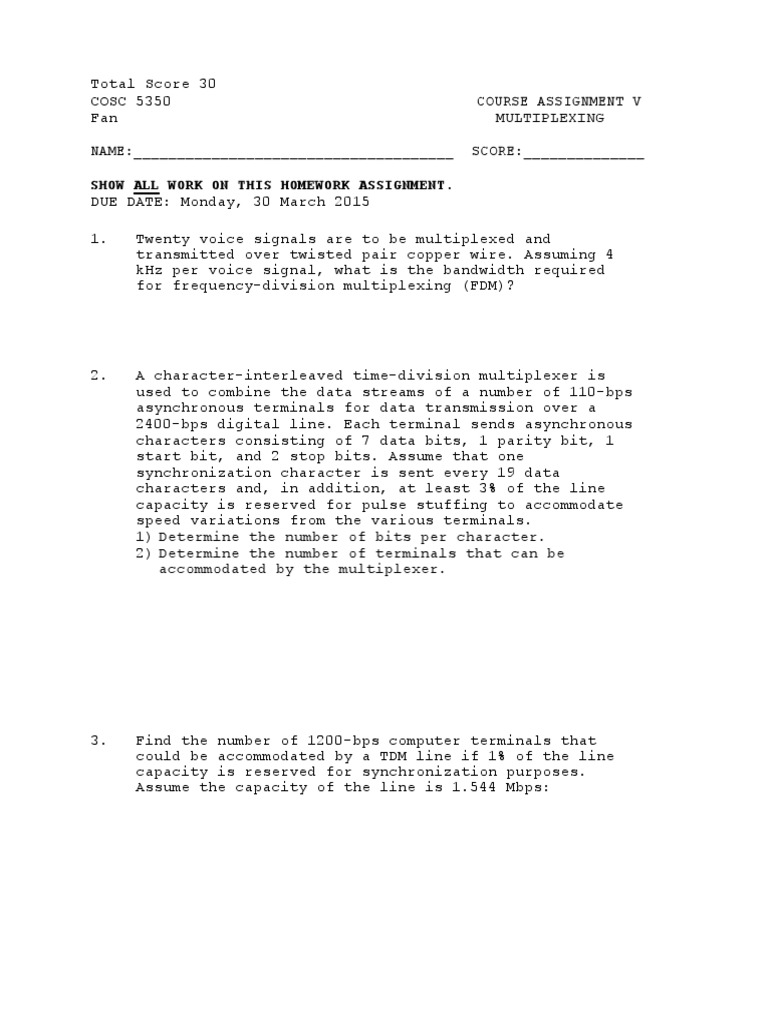 Show All Work On This Homework Assignment | PDF