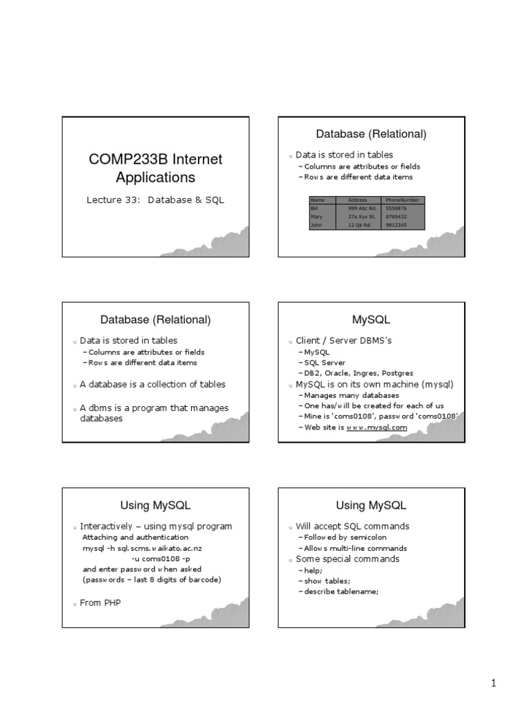 Lecture 34 | PDF | Sql | Relational Model