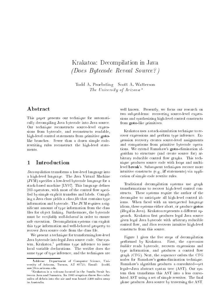 Decompiling Java Bytecode with Krakatoa | PDF | Control Flow | Java ...