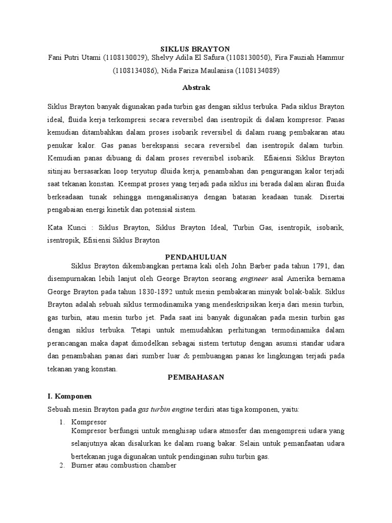 Makalah Siklus Brayton