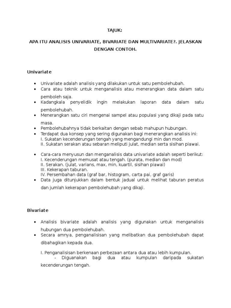 Univariat Bivariat And Multivariat