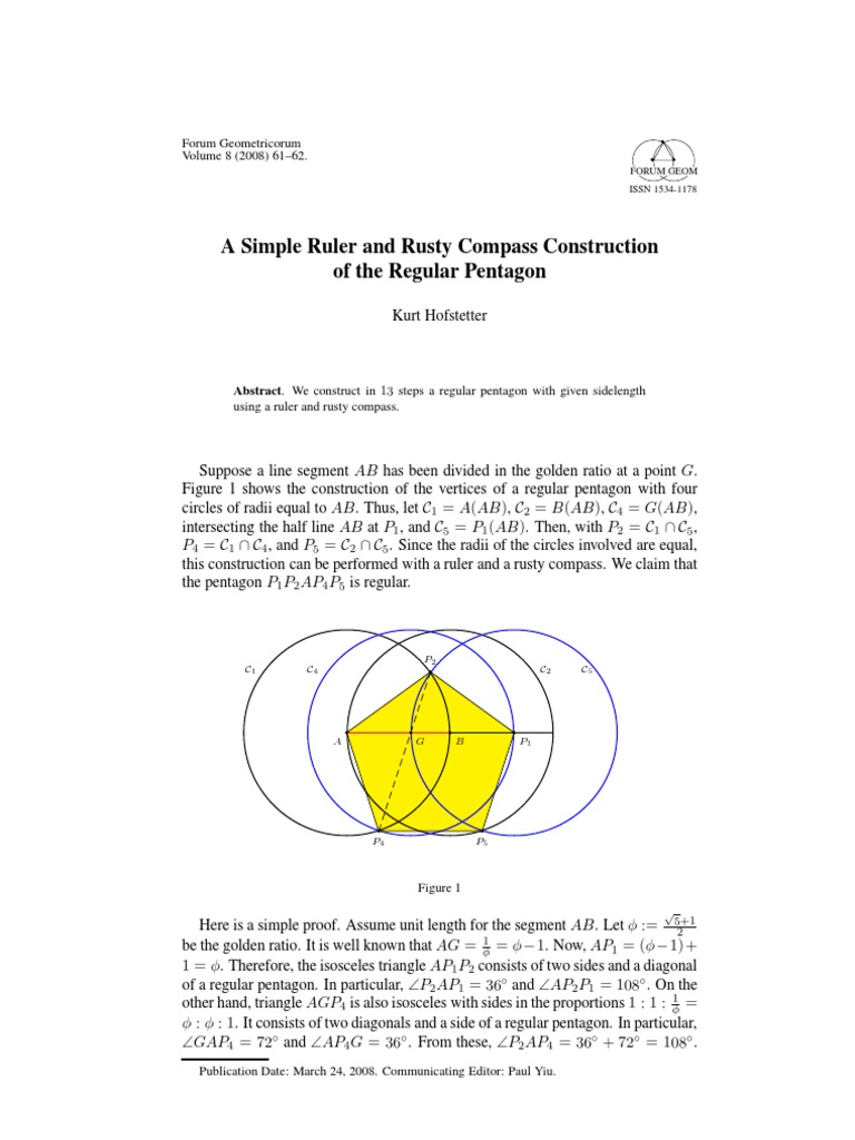 Constructing a Regular Pentagon with Compass | PDF | Triangle | Euclid