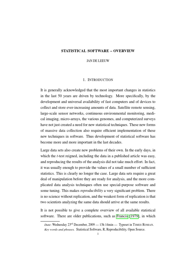 Statistical Software - Overview | PDF | R (Programming Language) | Sas ...