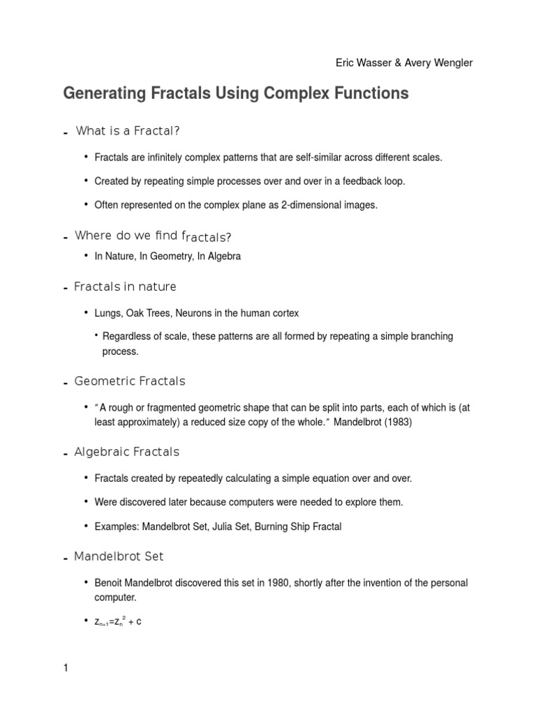 Fractals: Complex Functions Guide | PDF | Home & Garden | Science ...