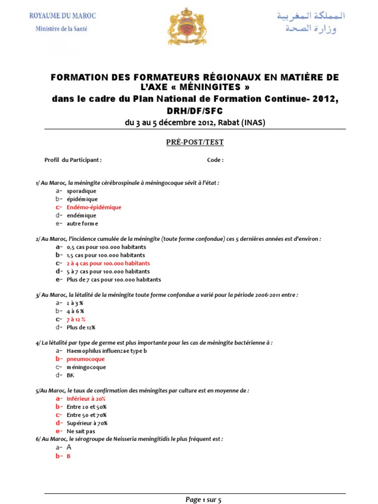 Corrige Type Meningite Pdf Meningite Streptocoque