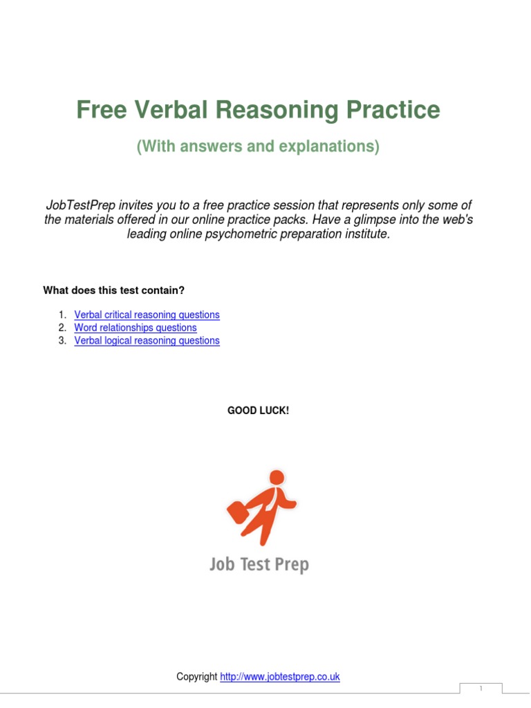 Free Verbal Reasoning Questions Answers | PDF | Franchising | Employment
