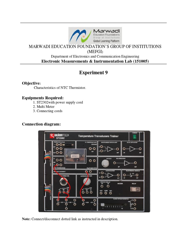 NTC Thermistor Characteristics Experiment | PDF | Electrical Resistance ...