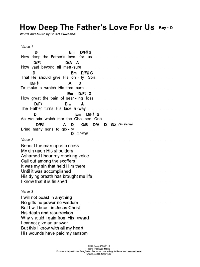 How deep the fathers love for us pdf pdf