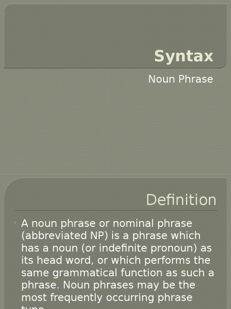 Syntax | Phrase | Vocabulary