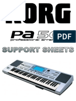 KORG PA50 User Support Sheets