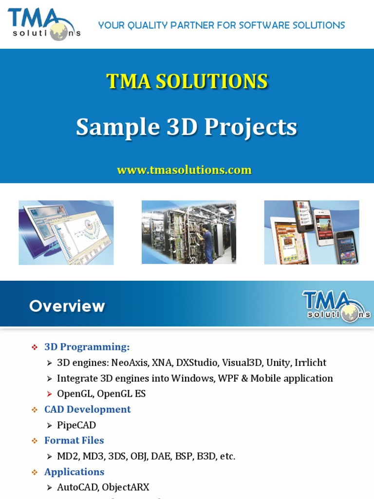 Sample 3D Projects - TMA Solutions | PDF | Auto Cad | Microsoft Sql Server