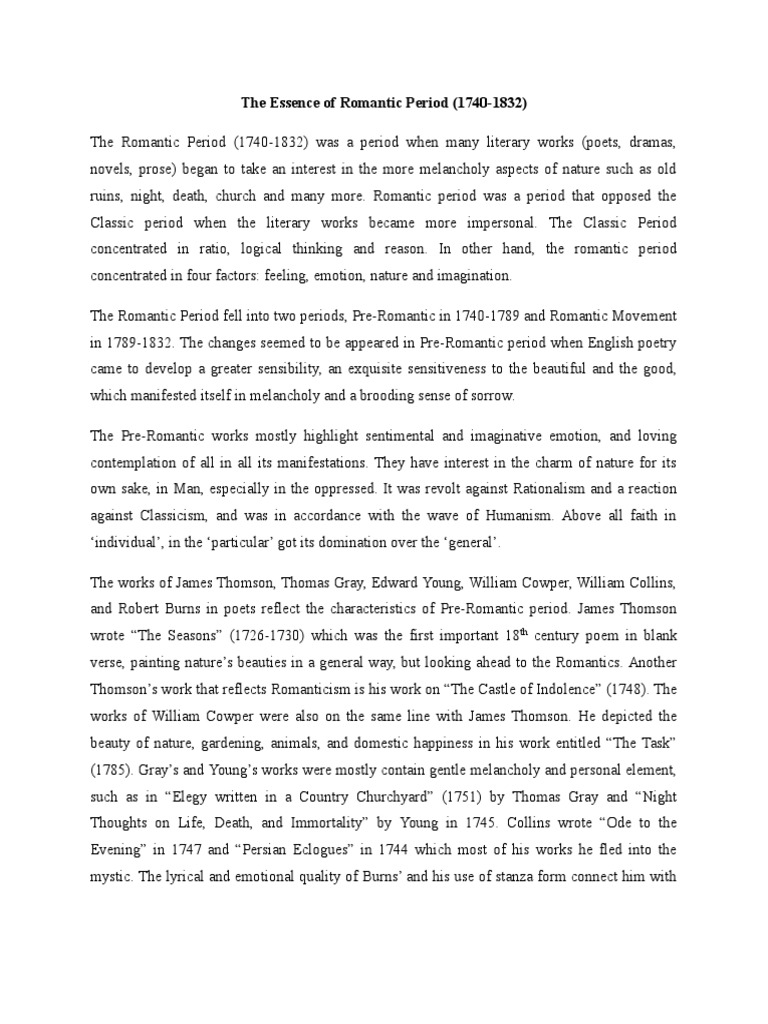 The Essence of Romantic Period | PDF | John Keats | Romanticism