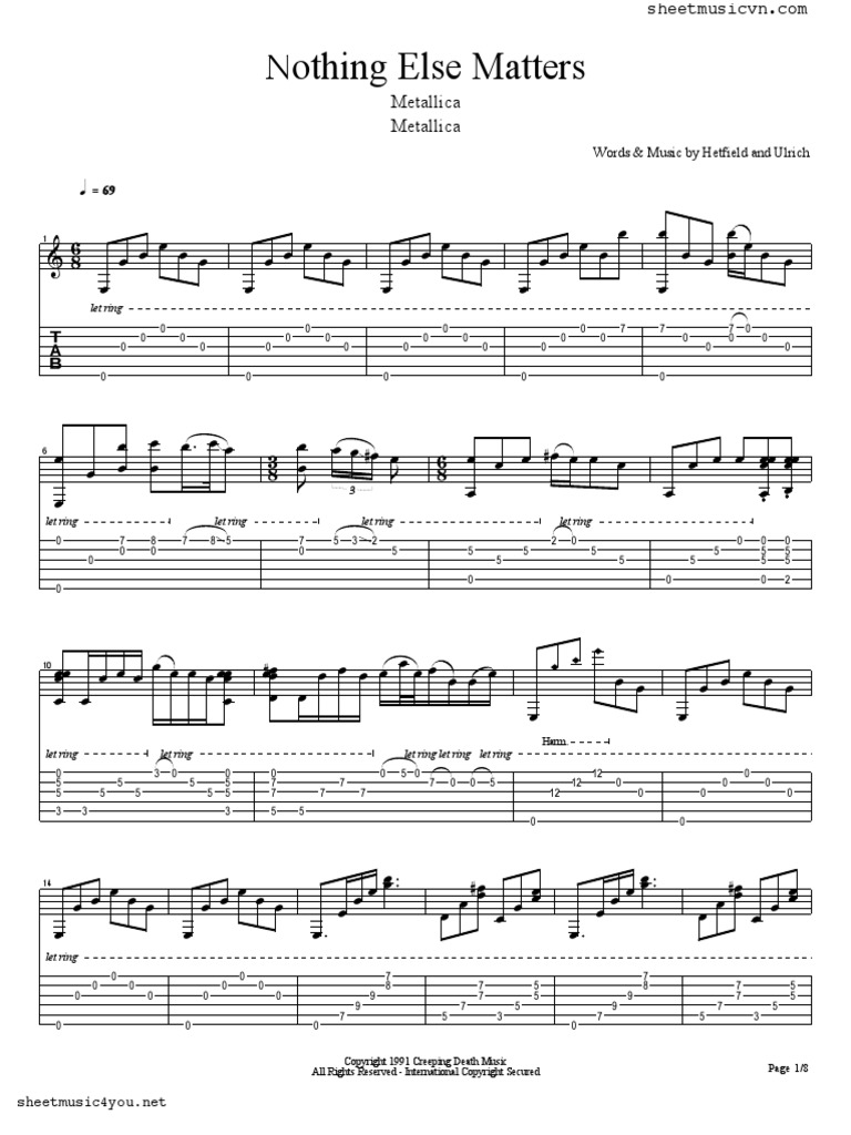 Tab Metallica Nothing Else Matters Pdf