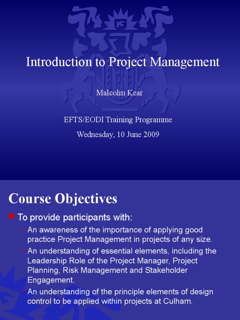 introduction to project management course