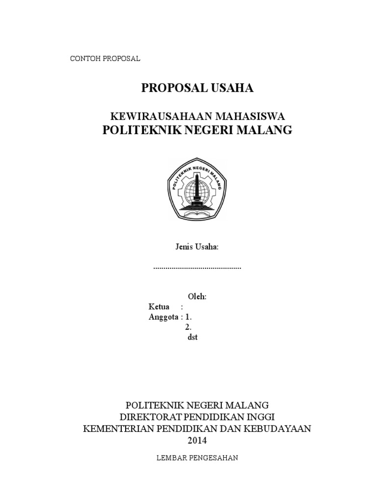 Contoh Proposal Kewirausahaan Mahasiswa Tahun 2014