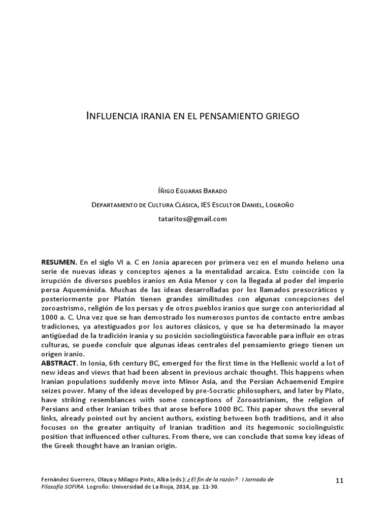 Influencia de Irán en el Pensamiento Griego | PDF | Imperio aqueménida ...