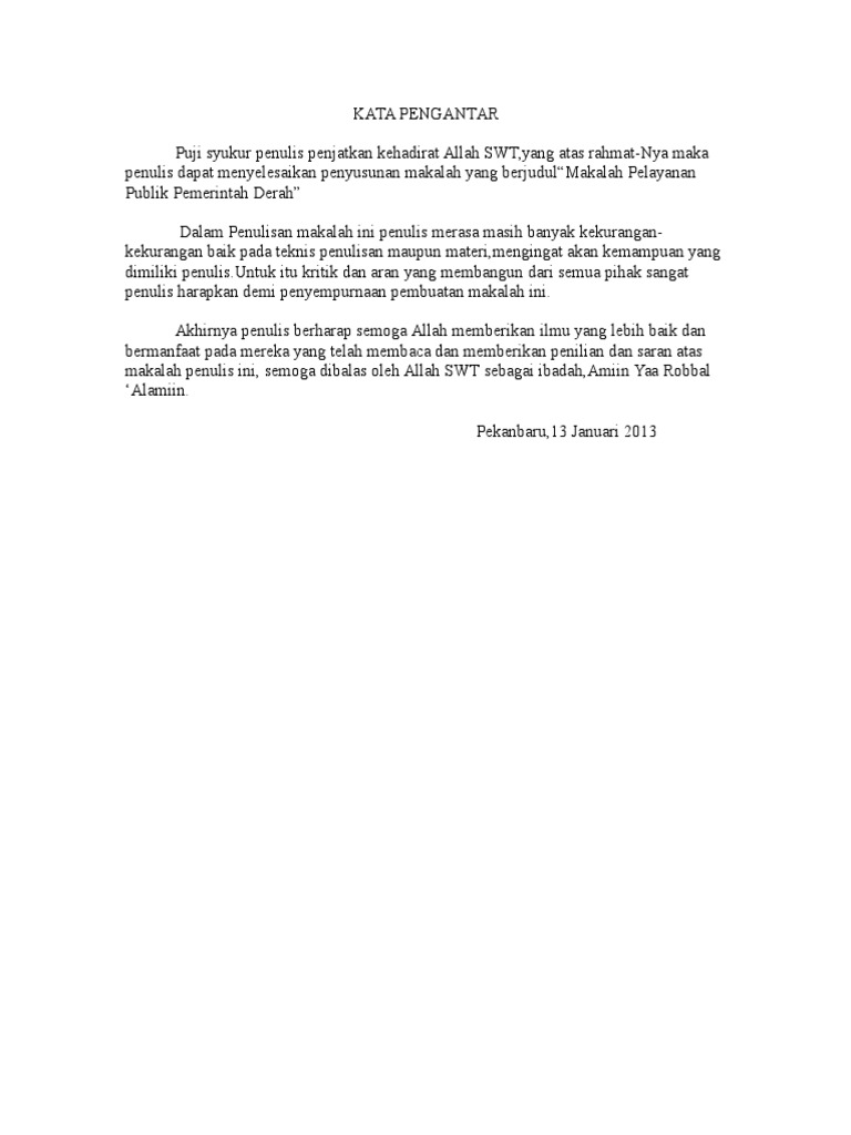 Contoh Makalah Pelayanan Publik