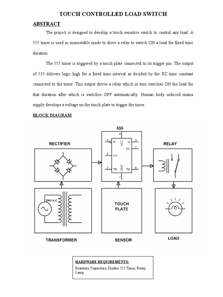 Touch Controlled Load Switch Block Diagram PDF