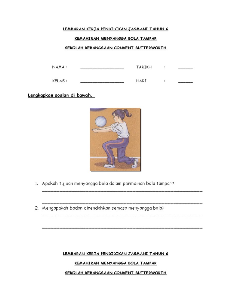 Lembaran Kerja Pendidikan Jasmani Tahun 6 Pdf