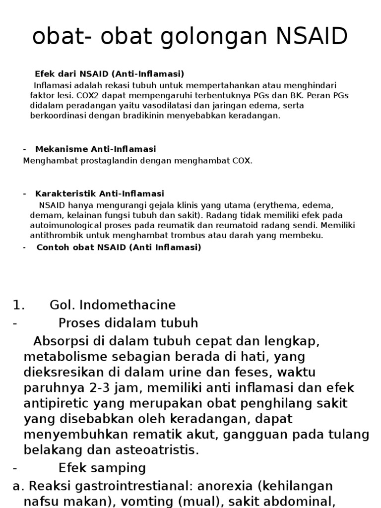 Obat Golongan NSAID dan Efeknya | PDF | Kesehatan Holistik | Sains ...