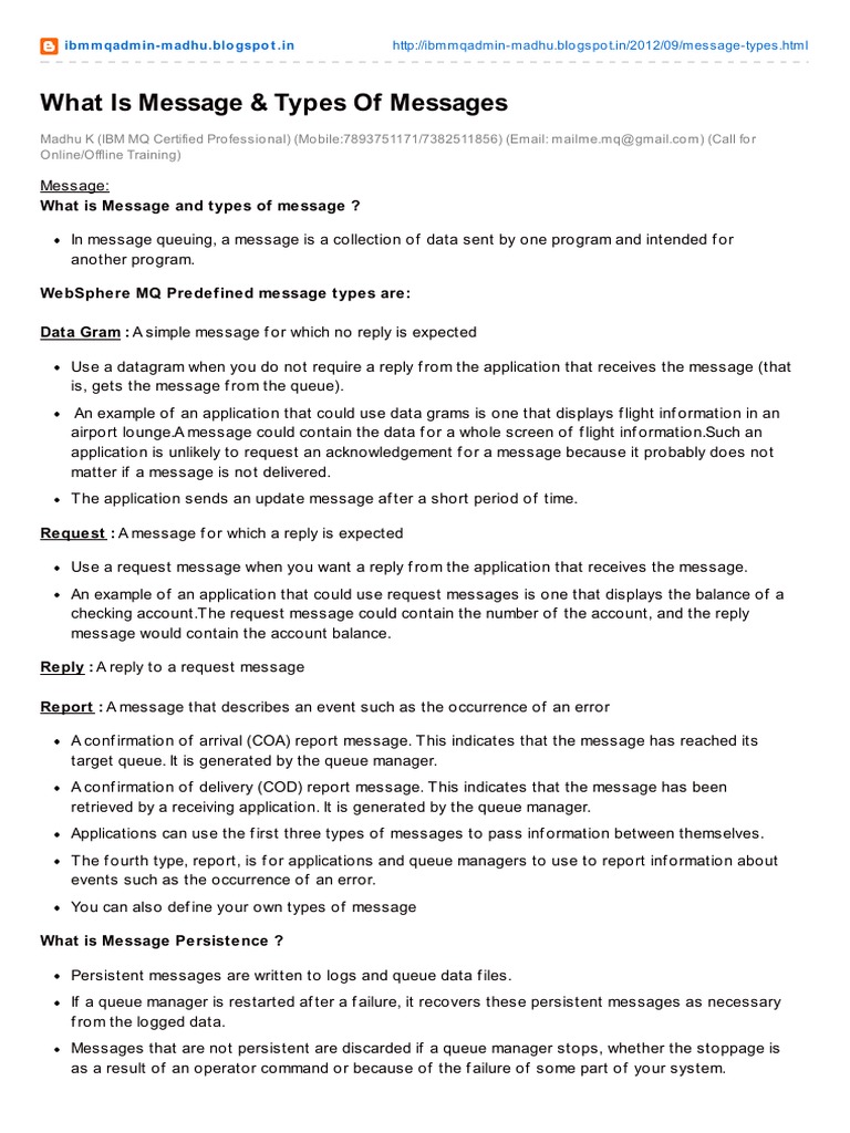 Types of Messages in IBM MQ | PDF | Computer Engineering | Computer ...