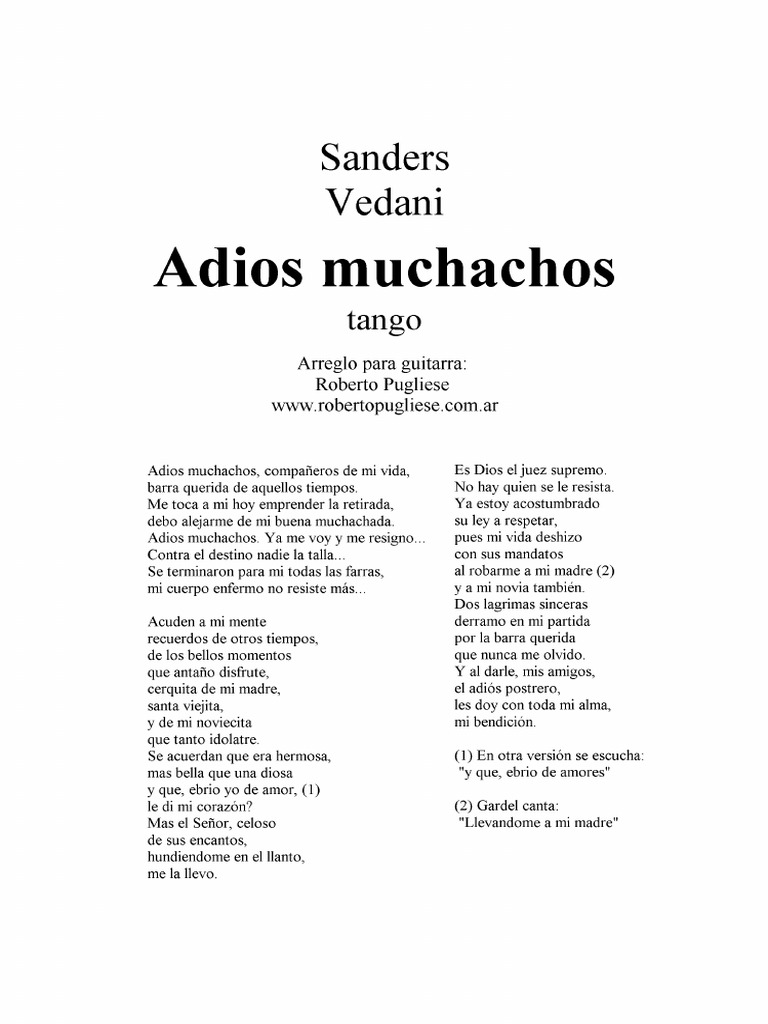 Adios Muchachos - Tango Guitar