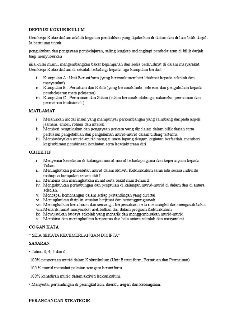 Definisi Kokurikulum Pdf