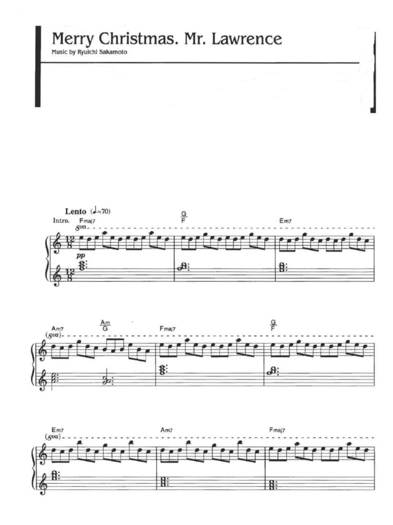 Ryuichi Sakamoto Merry Christmas Mr Lawrence Sheet Music Pdf Christmas Shintoism