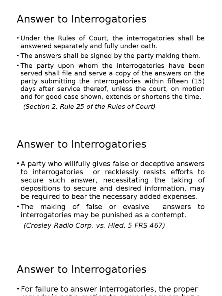 Answer to interrogatories pdf interrogatories deposition law 