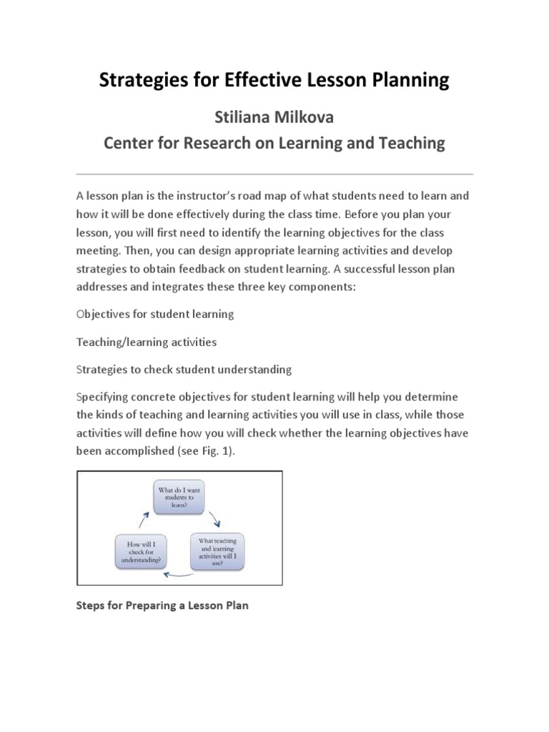 Strategies for Effective Lesson Planning | Lesson Plan | Understanding