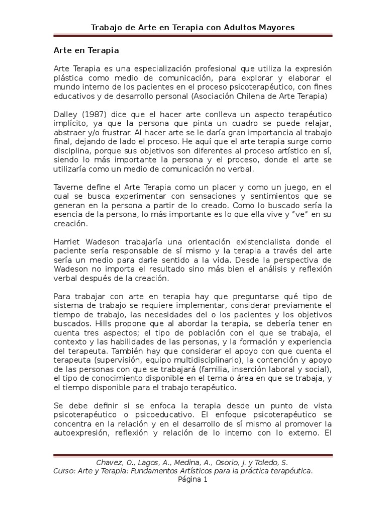 Taller de Arteterapia para Adultos Mayores | PDF | Adultos | Psicoterapia