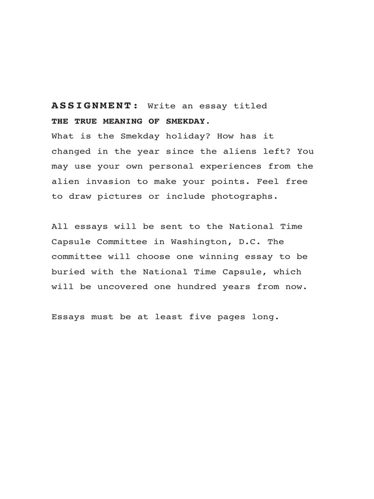 The True Meaning of Smekday Chapter Excerpt PDF Leisure Nature