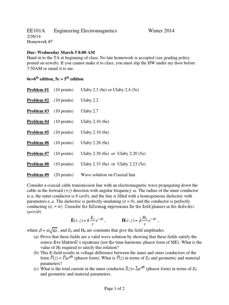 EE101A Homework #7 Instructions | PDF