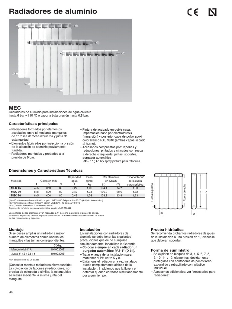 Radiadores de Aluminio Roca: Características y Modelos | PDF | El ...