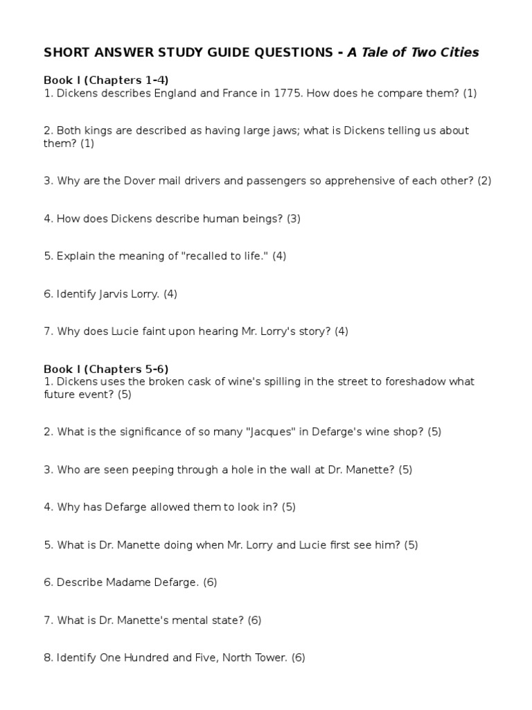 A Tale of Two Cities Study Guide | PDF | A Tale Of Two Cities | Novels ...