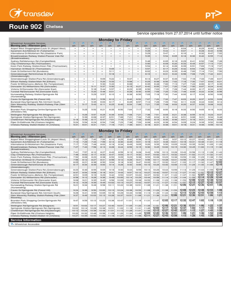 902 Bus Timetable and Route Details | PDF | Passenger Rail Transport ...