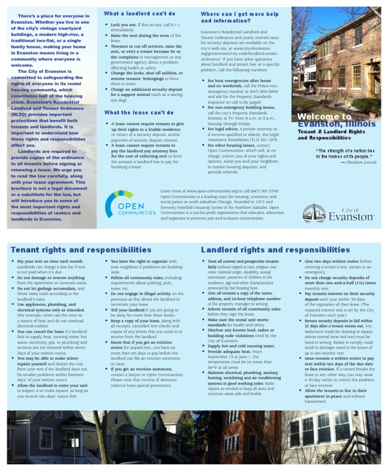 Evanston Tenant and Landlord Guide | PDF | Landlord | Lease