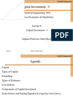 Capital Investment - I: Chemical Engineering 3070 Process Economics & Simulation