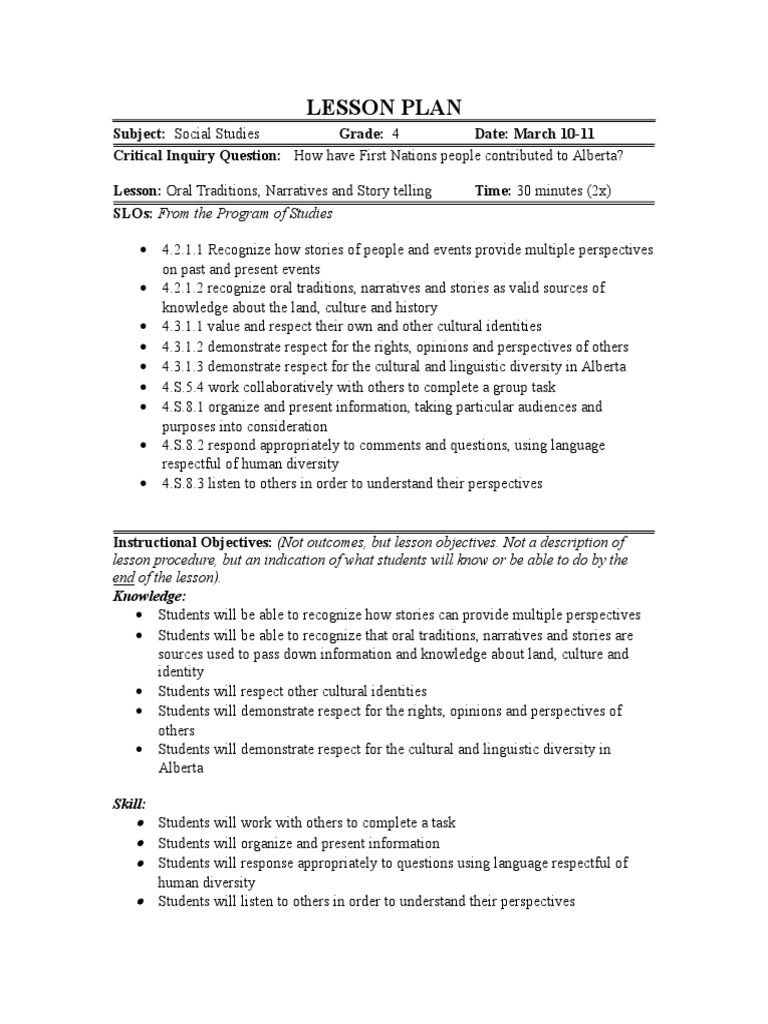 Lesson Plan: Lesson Procedure, But An Indication of What Students Will ...